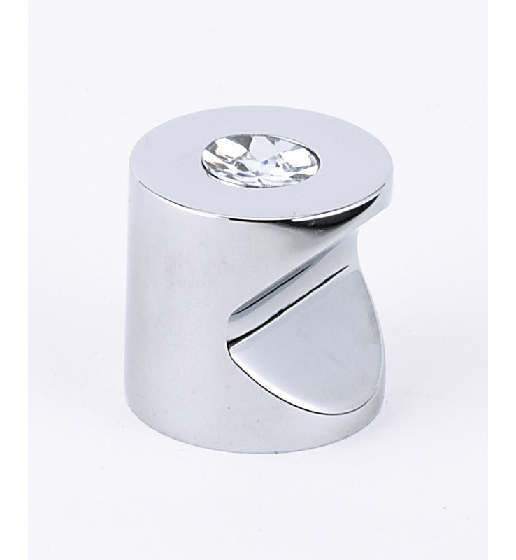 Swarovski Crystal Cylindrical Knob, Polished Chrome, 1" H x 1" W x 1" D