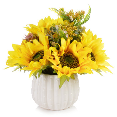 Lockett Faux Silk Sunflower Arrangement in Pot