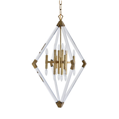 Modern 16 Light Prism Frame Chandelier