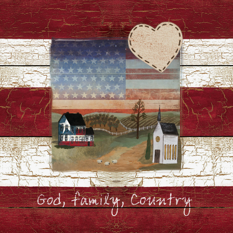 God, Family, Country - Wrapped Canvas Print, 30cm H x 30cm W x 3.8cm D