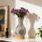 Vintage Mosaic Stained Glass Vase Table Lamp With 3-Color Led Light (Flowers Not Included)