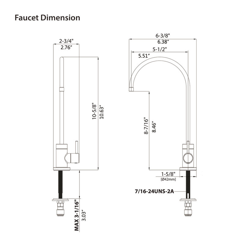 Kitchen Water Filter Faucet, Drinking Water Faucet, Matte Black
