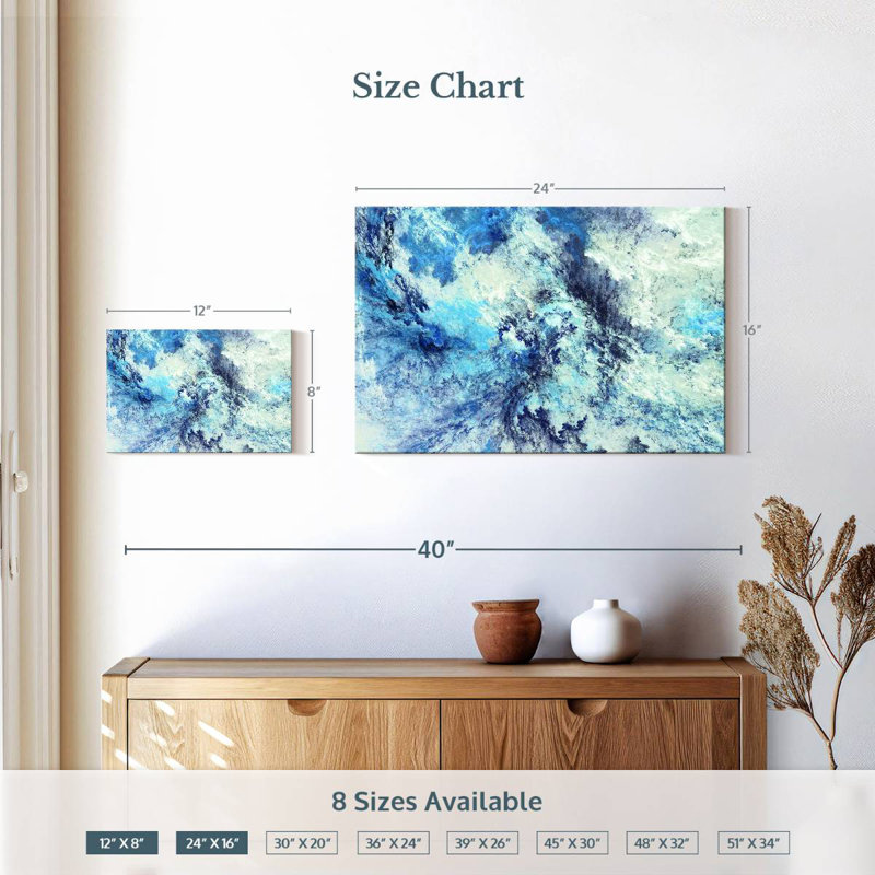 Abstrait de nuages glacés Avery, H 16 po x l 24 po