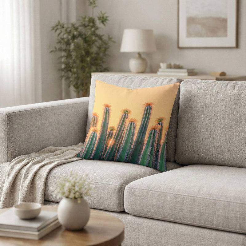 Coussin Markeitha Pastel Cacti At Sunrise I - Coussin, H 20 po x l 20 po