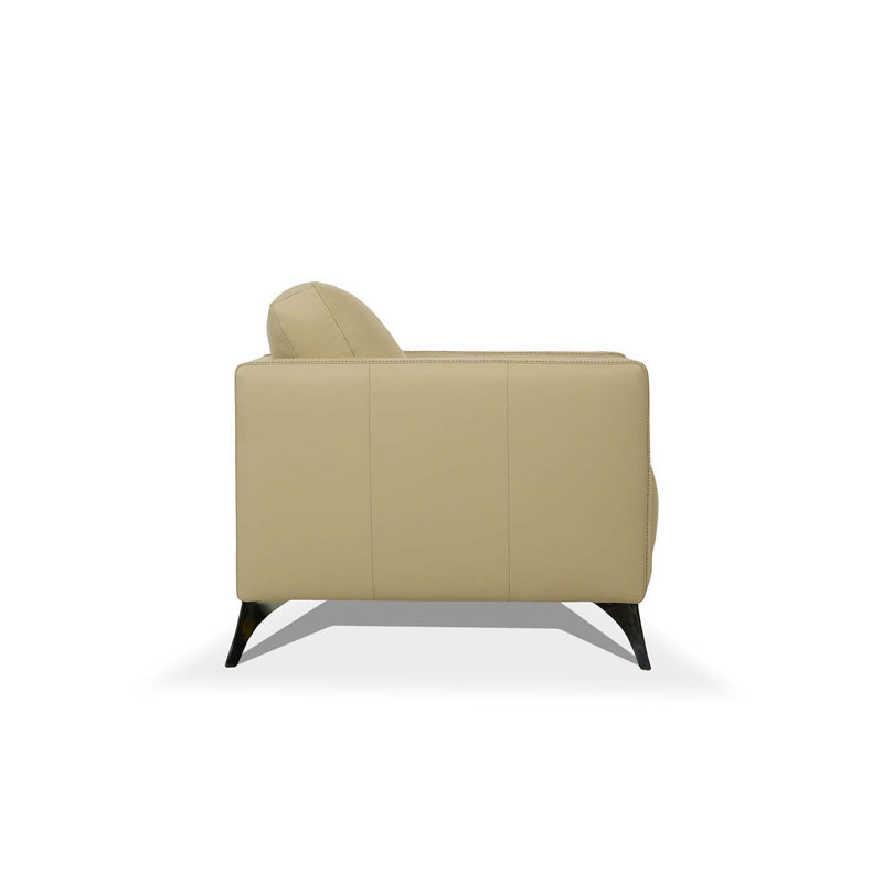 Chaise Malaga, cuir crème, Tanné, Noir