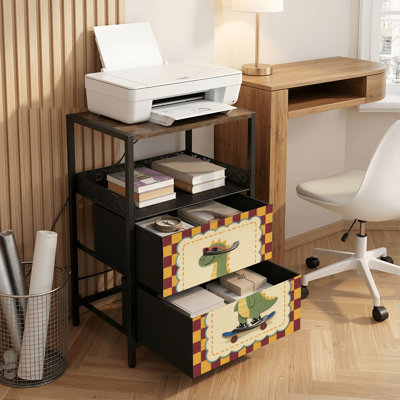 Table de chevet 2 tiroirs avec station de charge, table de chevet pour chambre avec ports USB et amp; Imprimé à carreaux Outlets