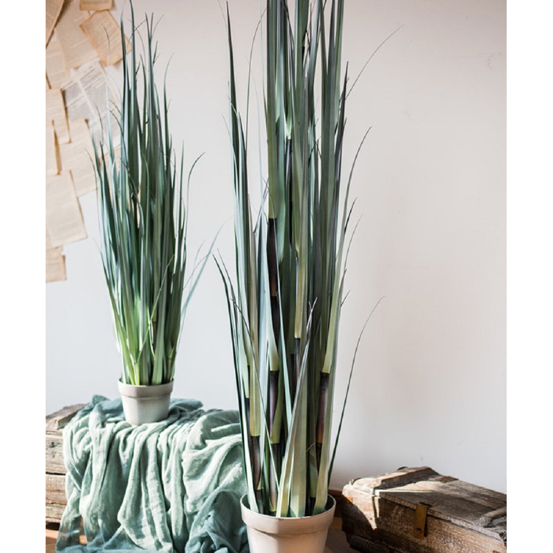 Faux Bamboo Grass in Pot, 45.3" H x 11.8" W x 5.9" D