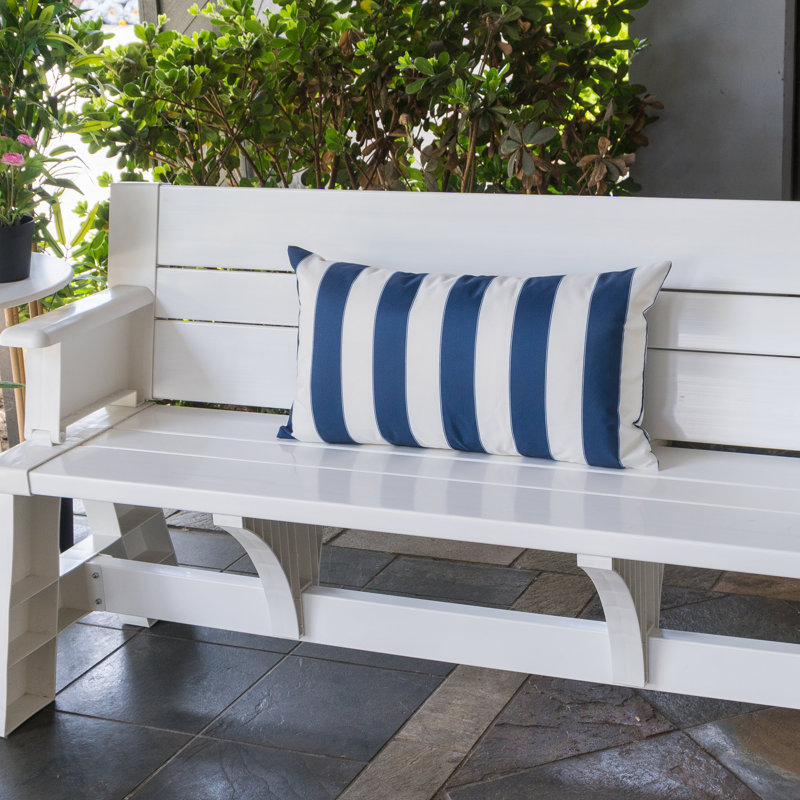 Josephine Striped Outdoor Reversible Throw Pillow, Navy