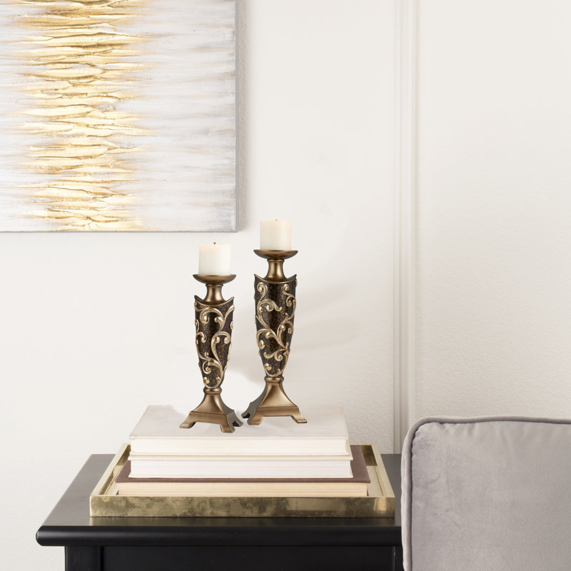 Elegant Baroque Polyresin Candleholders Ideal For Modern And Transitional Spaces