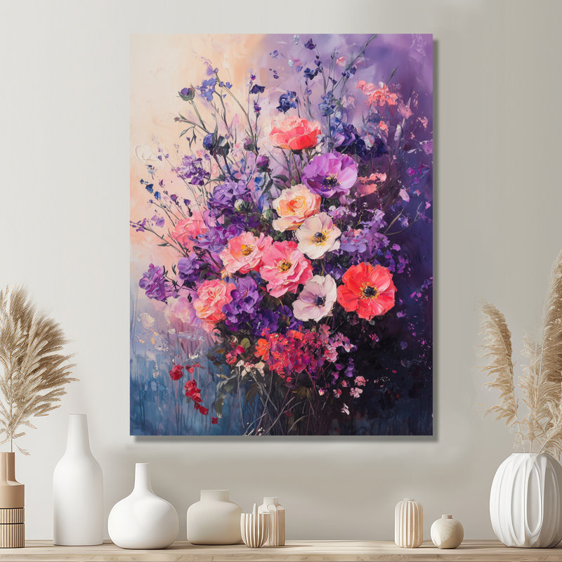 Junainah - Décoration murale en métal avec bouquets assortis, H 20 po x l 12 po