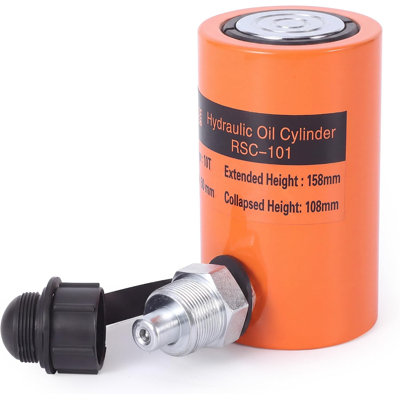 10T Hydraulic Cylinder Jack – 2" Solid Ram Hydraulic Cylinder with Quick Connector, Heavy-Duty for Industrial Machinery & Construction, Orange