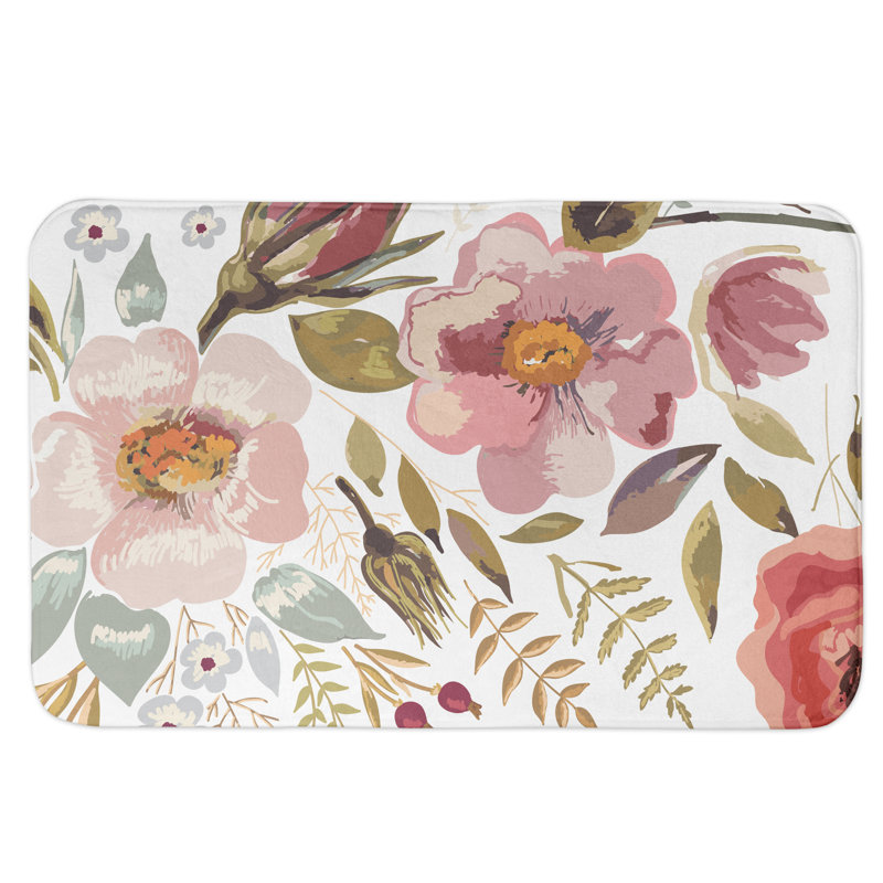 Kiruna Rectangle Non-Slip Floral Bath Rug