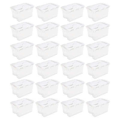 Sterilite 48 Qt Hinged Lid Storage Box Plastic Stackable Bin with Lid