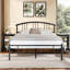 Grand lit en métal avec 2 tables de chevet noires - Ensemble de chambre à coucher moderne 3 pièces-947535291-947535288