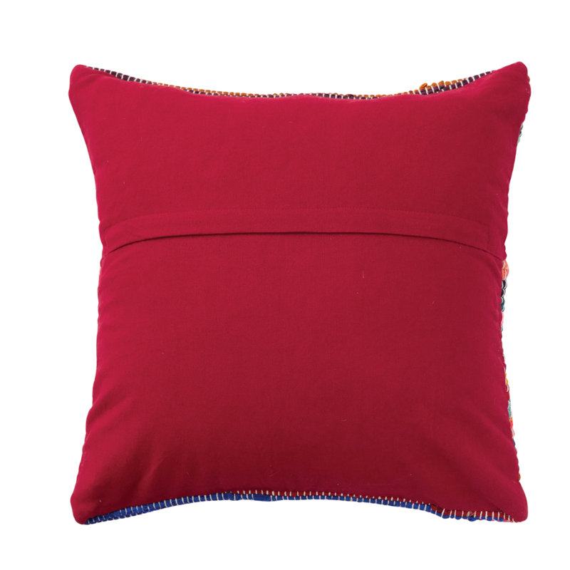 Multicolor Embroidered Cotton Euro Throw Pillow Cover