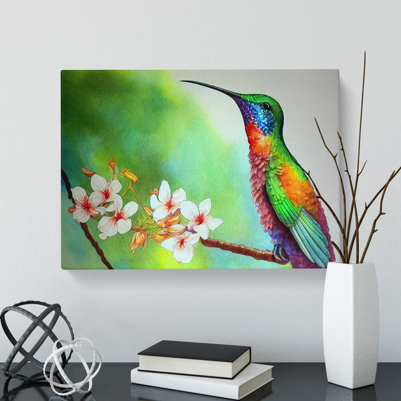 Hummingbird Watercolour Vol.4 - Wrapped Canvas, 50cm H x 76cm W x 3cm D