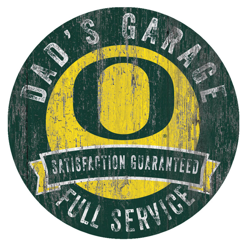 «NCAA Dad's Garage Sign», impression sur bois, Université de l'Oregon