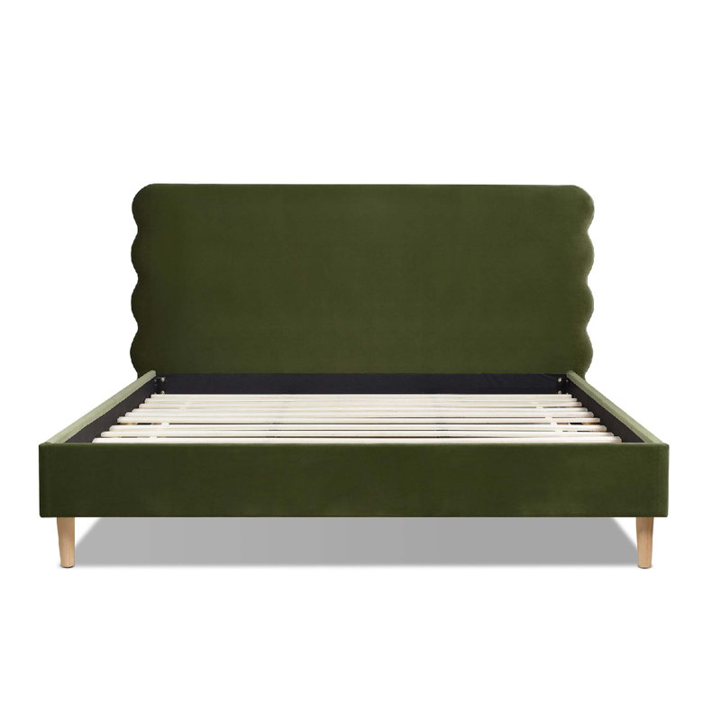 Lit plateforme moderne Stockholm, Très grand, Vert olive