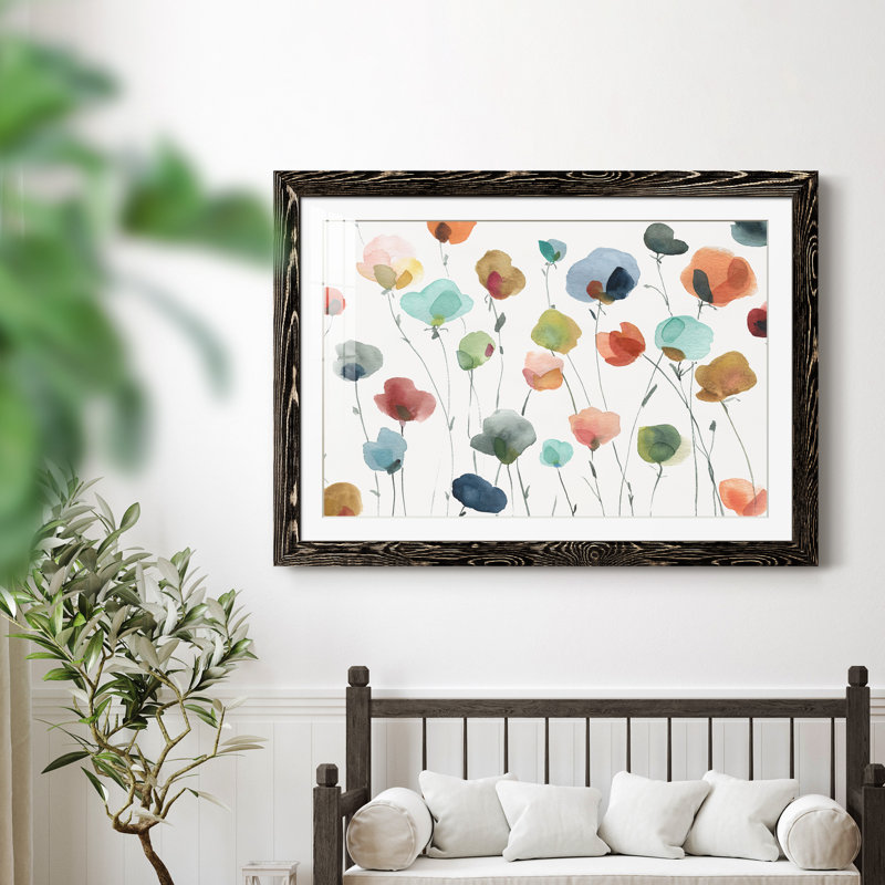 Lollipop Field - Peinture encadrée, Cadre noir, H 31 po x l 44 po x P 1 po