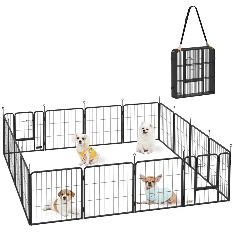 Parc pour chien, clôture à 16 panneaux avec sangles, H 24 po, pour petits chiens