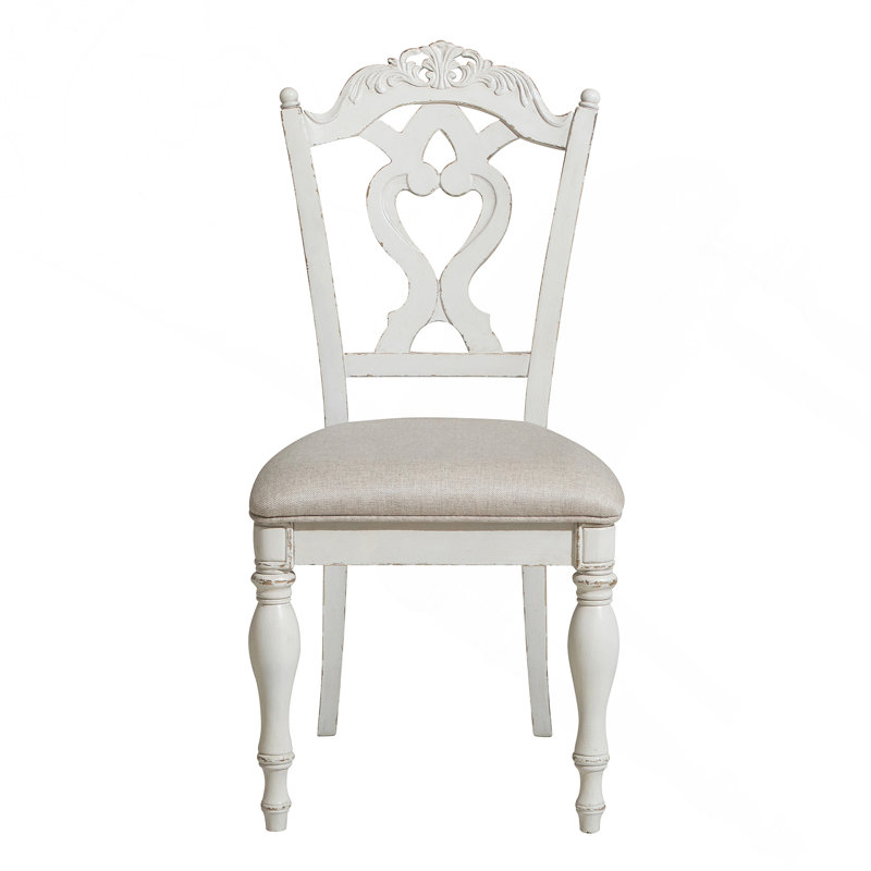 Chaise de bureau style antique blanc rembourré 1 pièce