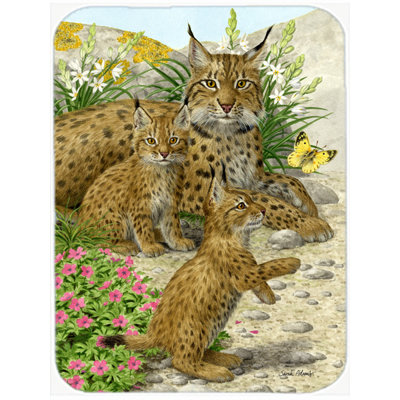 Caroline's Treasures Lynx and Cubs Glass Cutting Board