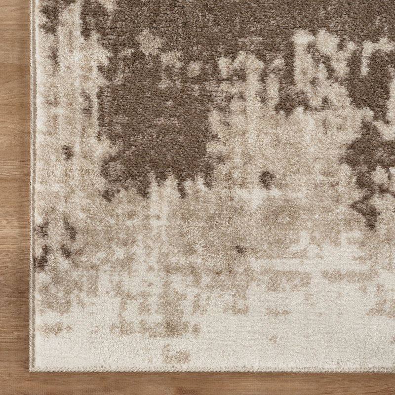 Blair Beige & Brown Abstract High-Low Modern Rug, 7'10" x 10'1", Beige/Brown
