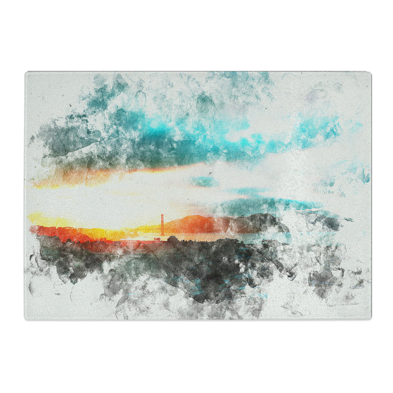 Tempered Glass San Francisco Skyline Chopping Board, 28.5 cm x 39 cm