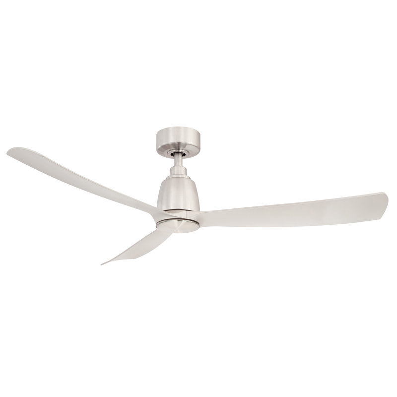 Kute 52 inch Indoor/Outdoor Smart Ceiling Fan with Remote Control - Brushed Nickel with Brushed Nickel blades, Brushed Nickel