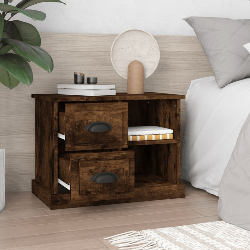 Ragland 60cm W Bedside Table, Smoked Oak