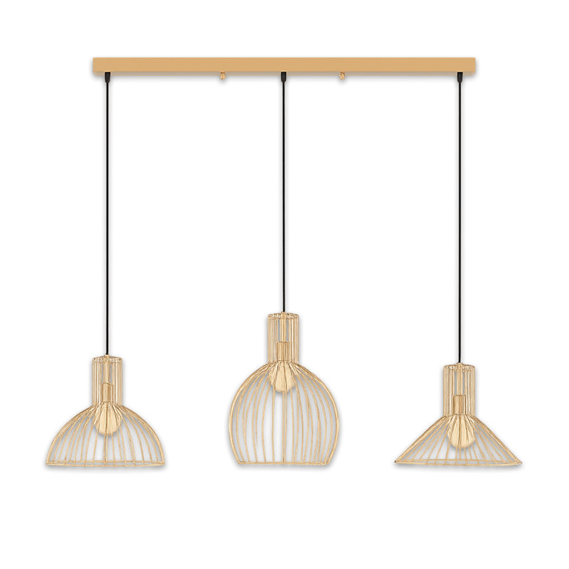 Adjustable Height 3 Lights Metal Body Kitchen Island Pendant