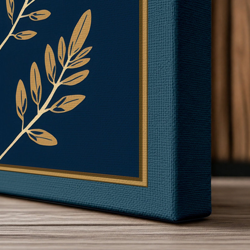 Gilded Botanica Botanical - Wrapped Canvas, 24x16 - 61.0 x 40.6 cm, Teal Border