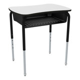 Adjustable Bow-Tie Open-Front School Desks with Whiteboard Top and Book Box (Set of 2)