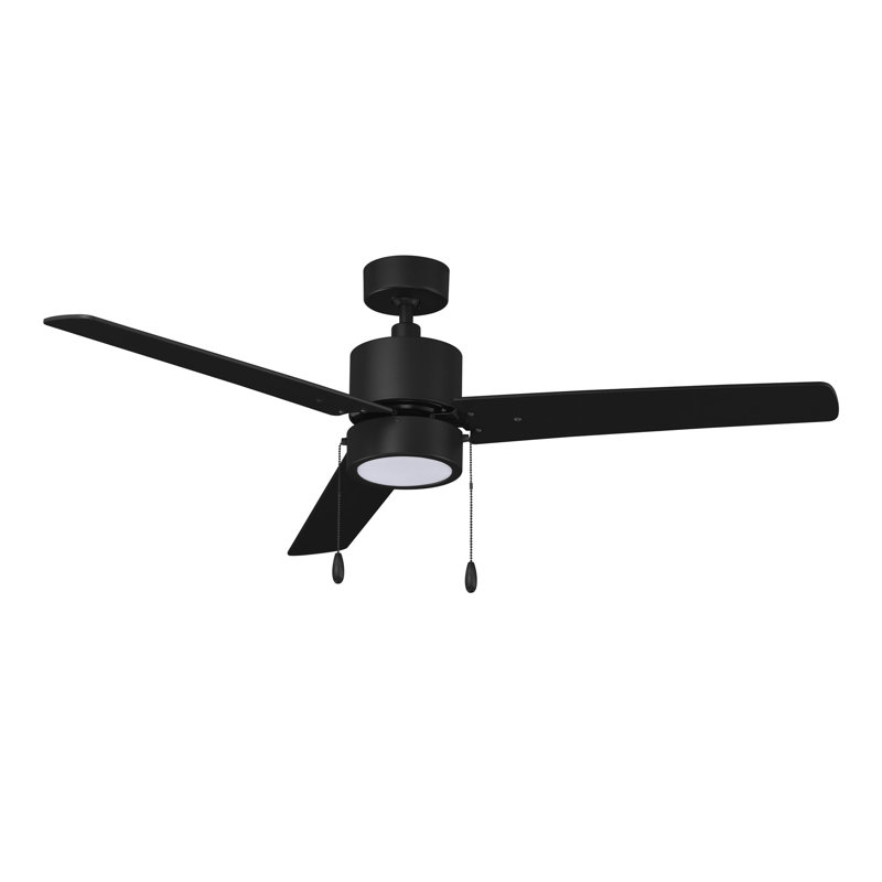 Ventilateur de plafond d'intérieur 3 pales Oliveira, Matte Black, Matte Black