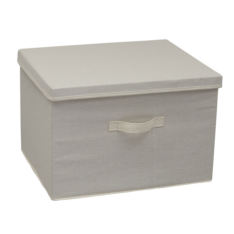 Natural Canvas Collapsible Fabric Storage Box with Lid