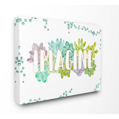 Impression sur toile, "imagine succulent fleurs vert mauve aquarelle"