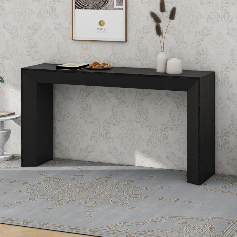 Console avec foyer en placage de bois, Noir