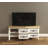 Elegant TV Stand for Living Room, Cream & Oak Finish, 58.9 x 24.2 x 17.4 inches | Durable 100% Melamine Coated Particle Board & MDF, Metal Handles, Multiple Shelves | American Traditional Design, Wall-Mountable