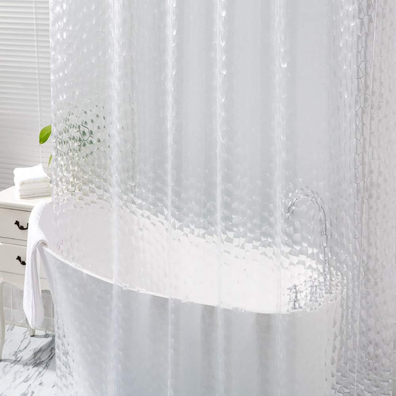 Doublure de rideau de douche transparente avec crochets et aimants en métal - Rideau de bain sans PVC hydrofuge avec œillets à roulement doux - Conception de cube d'eau 3D moderne pour l'intimité de la salle de bain