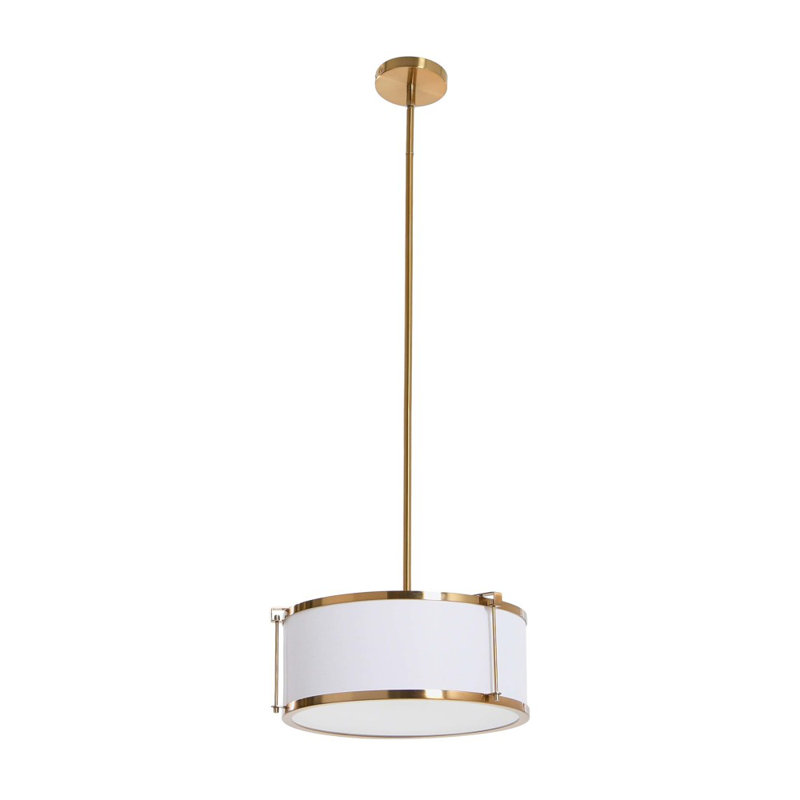 Metal Ceiling Light with Captured Linen Shade, Brushed Brass, White