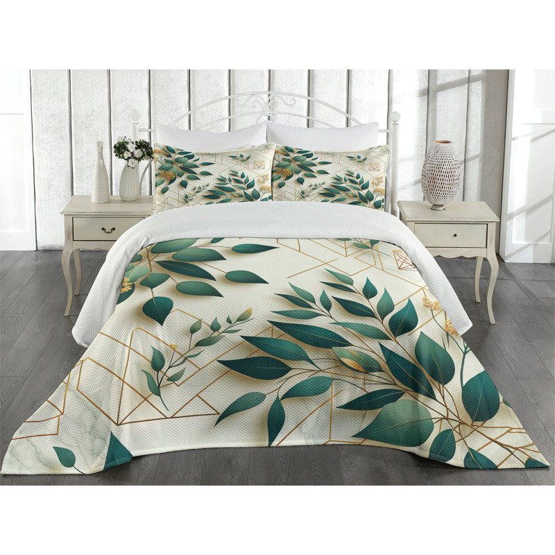 Polyester Floral Coverlet, King Coverlet + 2 Standard Shams