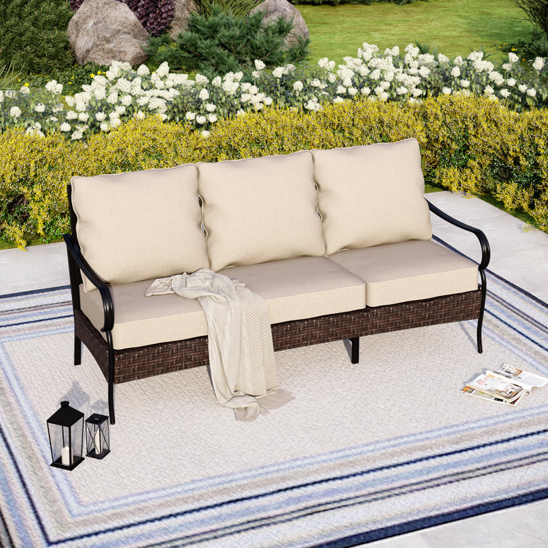Canapé d'extérieur 74,8 po avec coussins