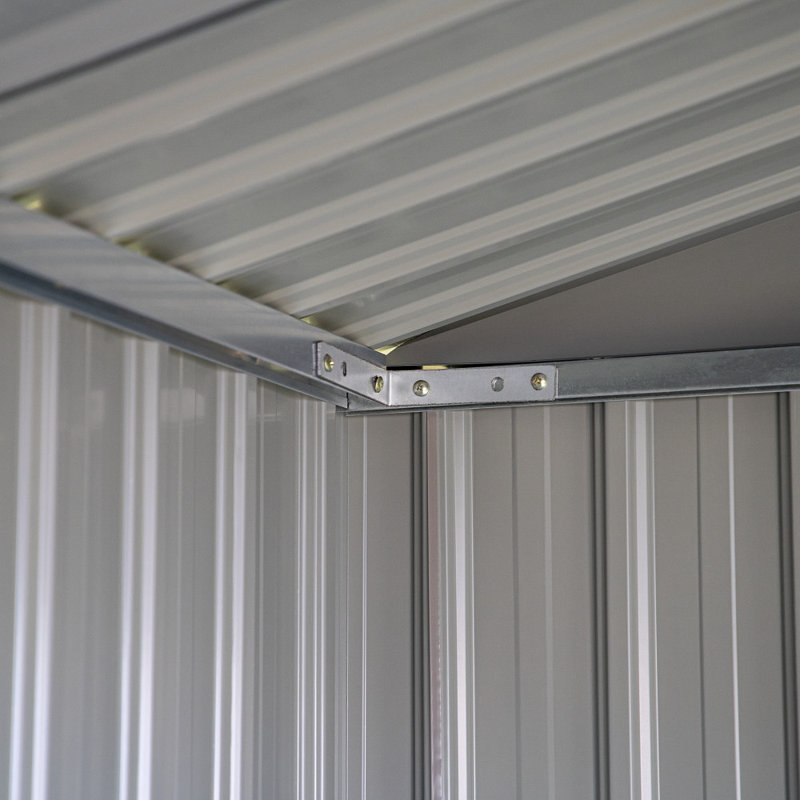 Tan 6' x 8' Galvanized Steel Outdoor Storage Shed with Lockable Doors