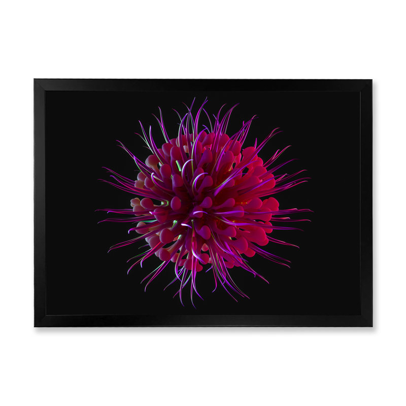 Impression sur toile mauve à motif floral cosmique, H 34 po x l 44 po x P 1,5 po, Cadre photo noir