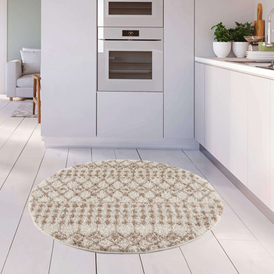 Moroccan Shaggy Collection Rugs Tangier Design in Ivory/Beige