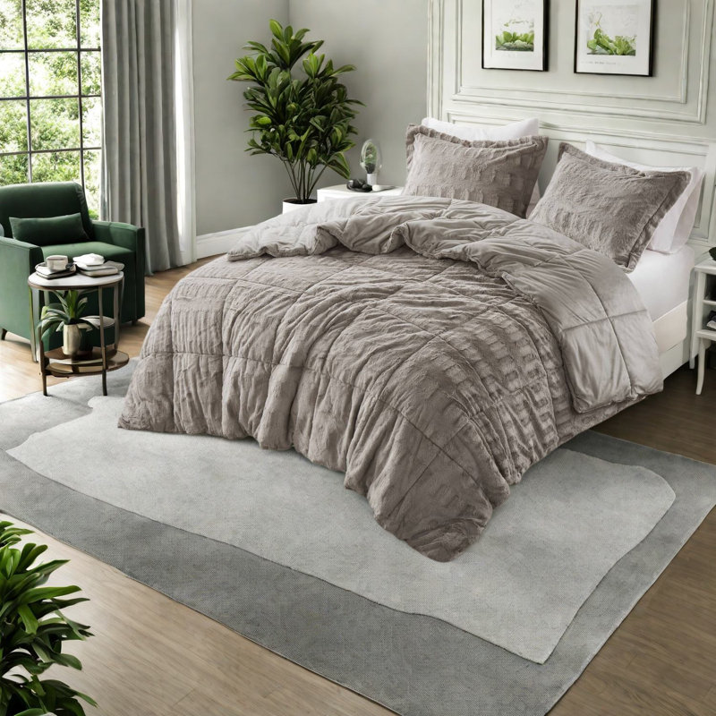 Ensembles de literie en fausse fourrure confortable pour grand lit, confort gris moderne pour la maison