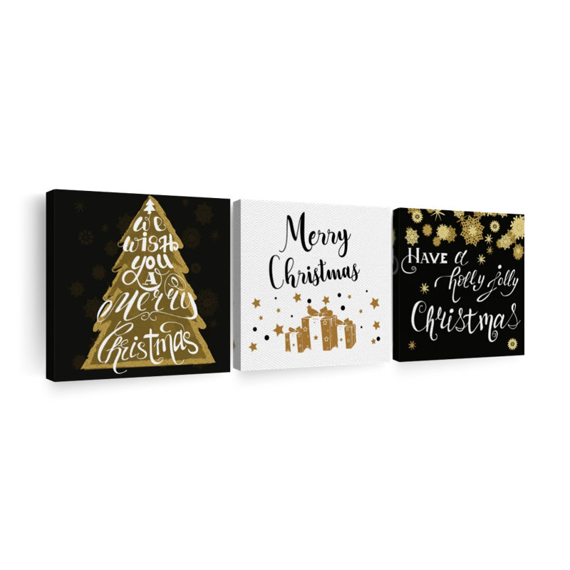 «Christmas Wishes Triptych», reproduction sur toile, H 8 po x l 26 po x P 1,25 po