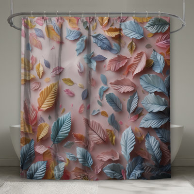 Rideaux de douche colorés à feuilles d'automne très longues