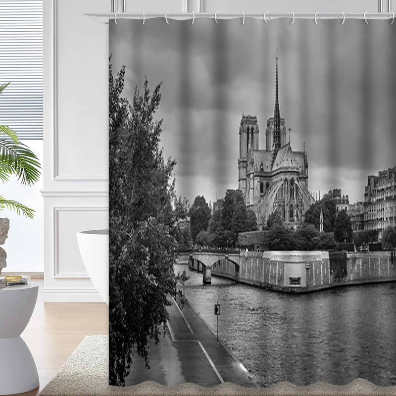 Rideau de douche cathédrale avec 12 crochets Cathédrale Paris, L 72 po x l 72 po