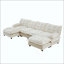 Canapé modulaire en U modulaire en U avec 2 repose-pieds, canapé 4 places en chenille profonde avec coussin en treillis confortable, chambre et appartement-1169877698